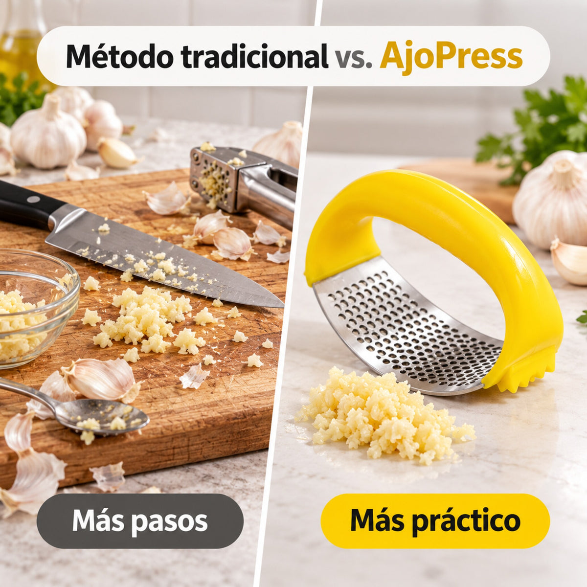 AjoPress – Tritura Ajo Rápidamente y con Menos Esfuerzo