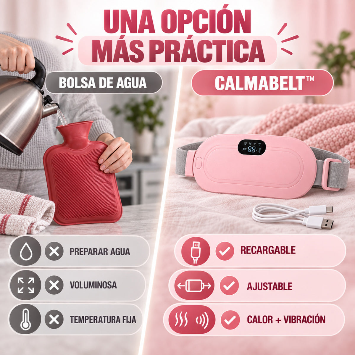 CalmaBelt – Calor y masaje ajustable para acompañarte durante esos días