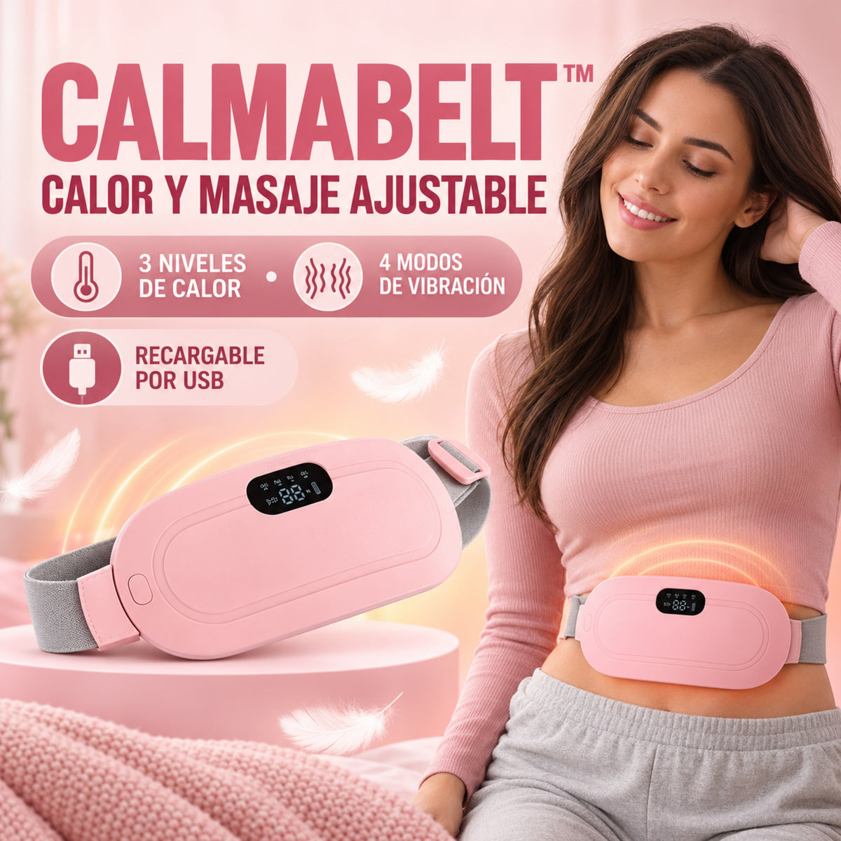 CalmaBelt – Calor y masaje ajustable para acompañarte durante esos días