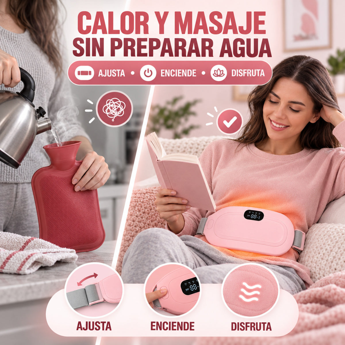 CalmaBelt – Calor y masaje ajustable para acompañarte durante esos días