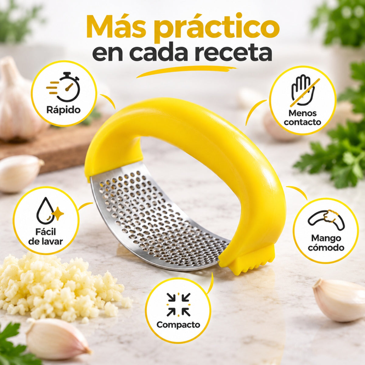 AjoPress – Tritura Ajo Rápidamente y con Menos Esfuerzo