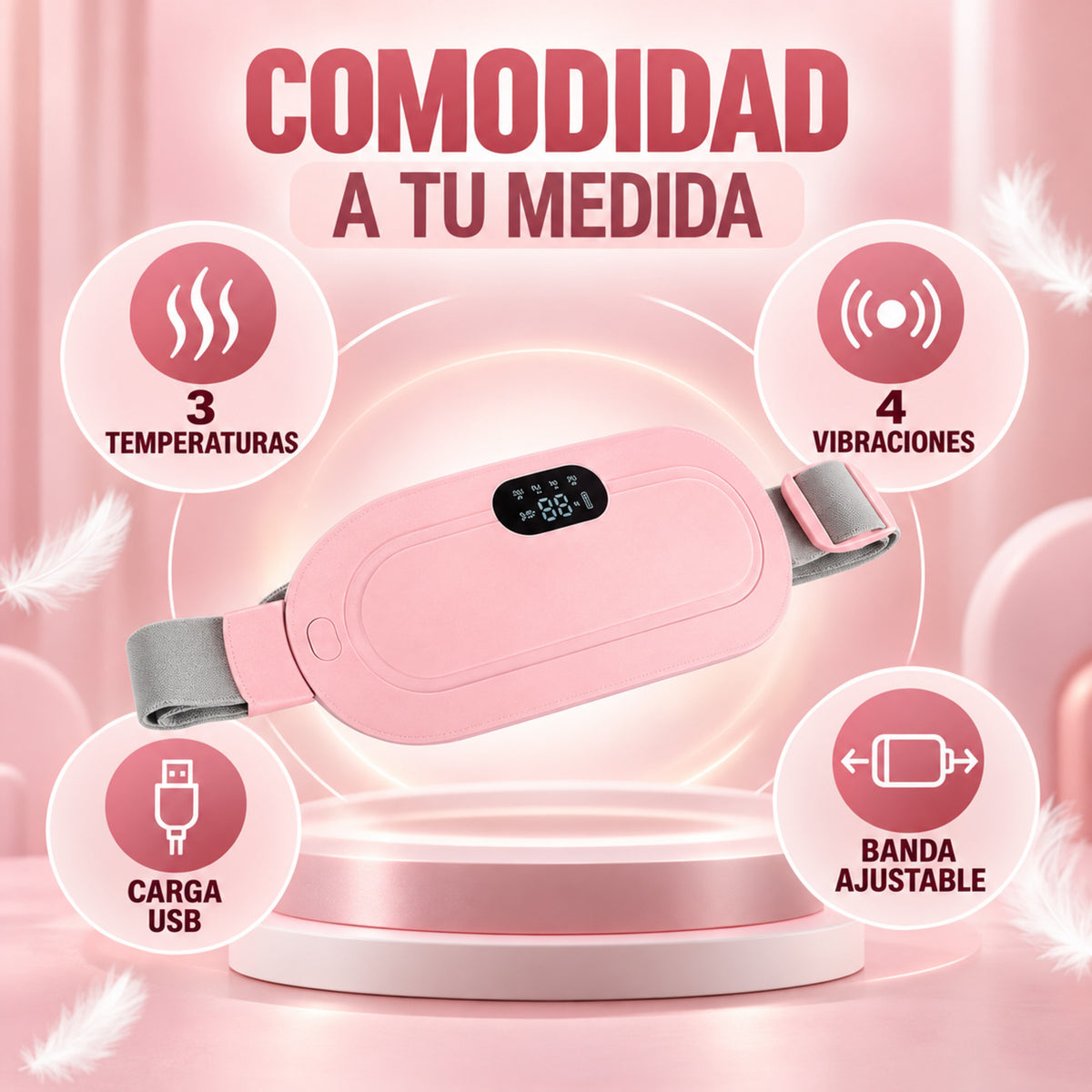 CalmaBelt – Calor y masaje ajustable para acompañarte durante esos días