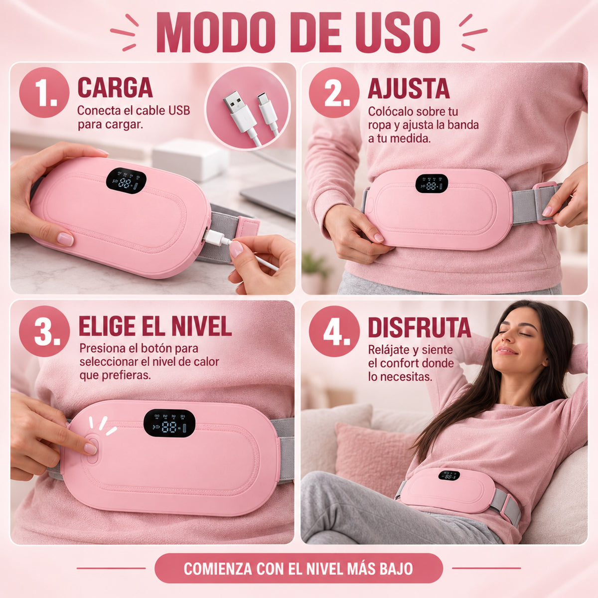 CalmaBelt – Calor y masaje ajustable para acompañarte durante esos días