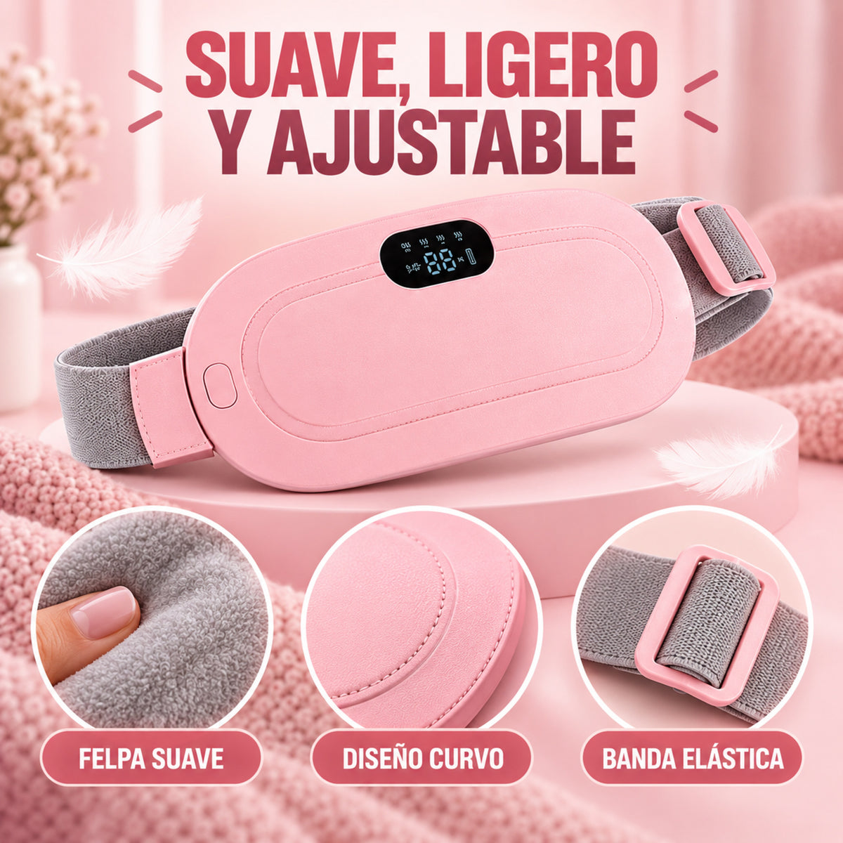 CalmaBelt – Calor y masaje ajustable para acompañarte durante esos días