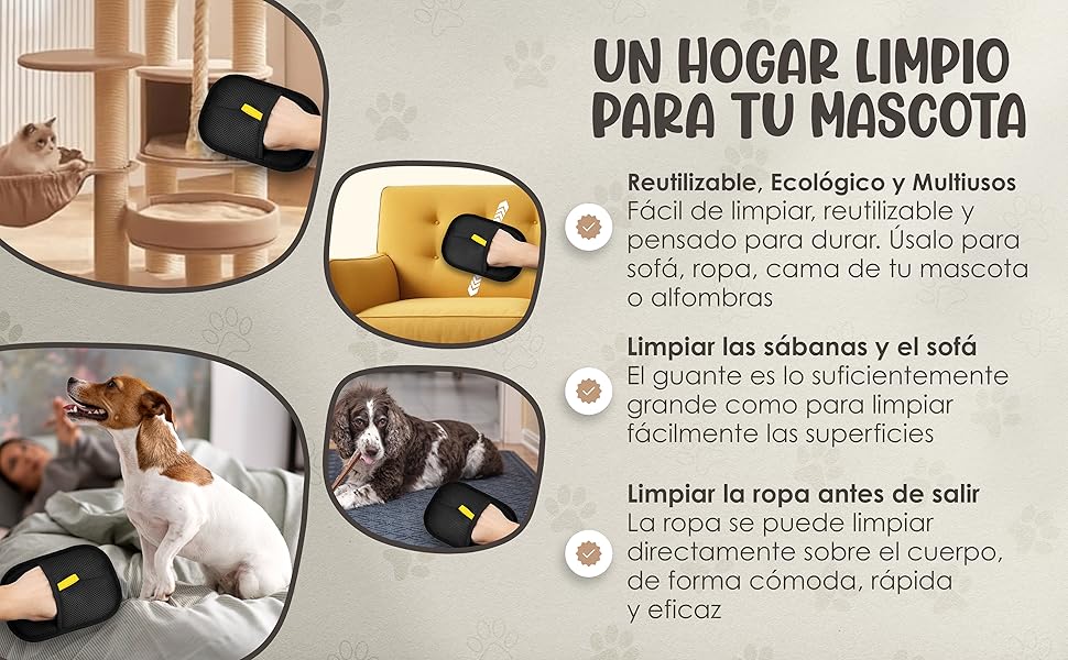 GlovePet Pro - Adiós al pelo de mascota en cualquier superficie