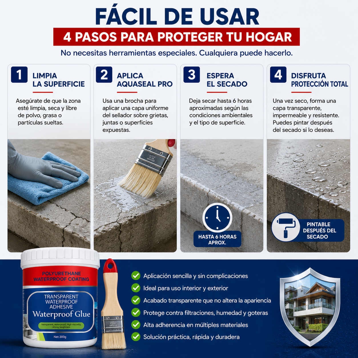 AquaSeal Pro – Protección Transparente contra Filtraciones