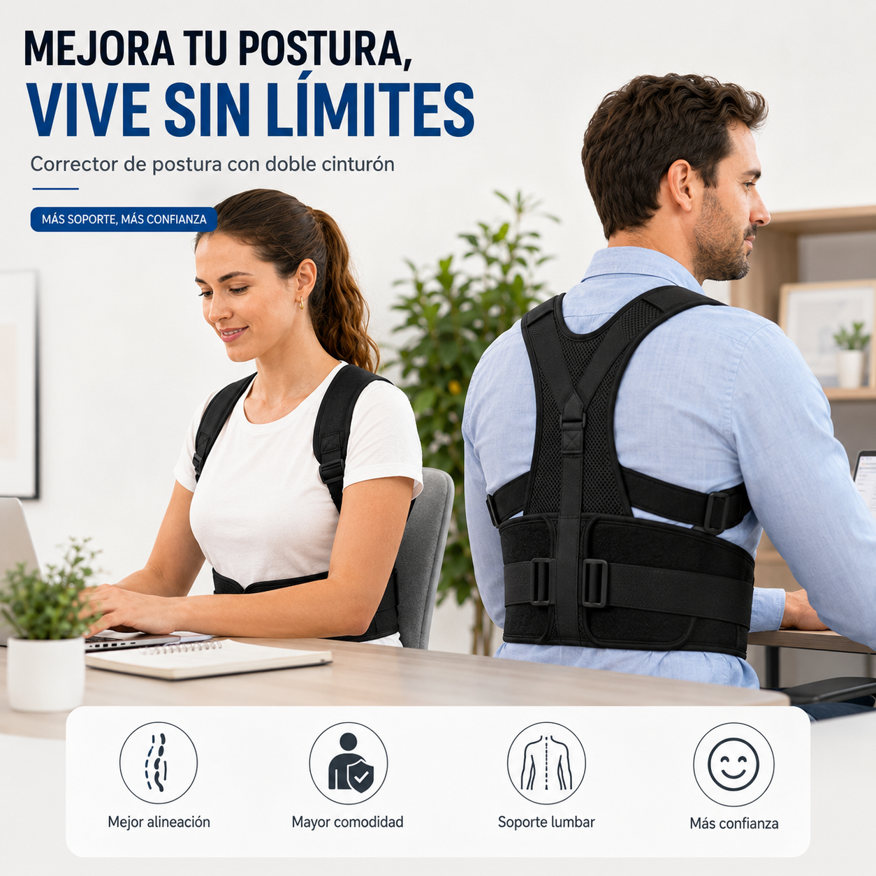 AlineaFit - Soporte diario, espalda cómoda