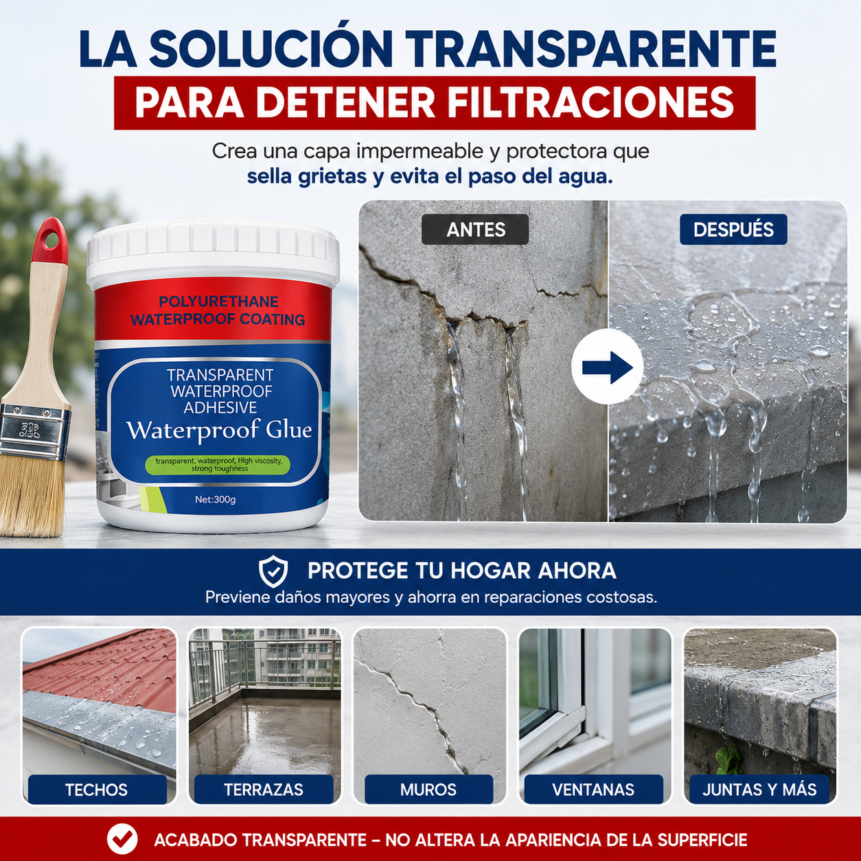 AquaSeal Pro – Protección Transparente contra Filtraciones